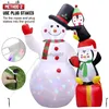 Decorações de Natal OurWarm Decoração inflável de boneco de neve e pinguim de Natal de 6 pés com LED giratório colorido para decoração de Natal de jardim ao ar livre x102