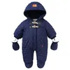 Rompers Baby Boy Winter Snowsuit Plus Velvet Warm Hooded Infant Boy Romper 0-2 Years Toddler Jumpsuit Baby Winter Romper Outfit 231020