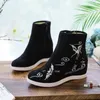 Boots Woman Casual Shoes Vintage Canvas Lady Embroidered Zipper Shoes Chinese Style Wedge Platform Shoes Hanfu Ancient Boots Women 231019