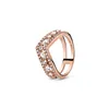 Anel de coroa encantada banhado a ouro rosa 18K Original 925 prata esterlina diamante anéis de casamento feminino joias