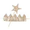 Christmas Decorations INS Baby Shower Girl Glitter Pink Crown Boy Birthday Party Headwear Stage Performance Headband Star Fairy Stick 231019