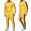 Herren Aktive Trainingsanzüge Mode Jungen Kapuzenpullover Trackpants 2021 Einfarbig mit Streifenmuster Zweiteilige Hosen Sportswe216Q