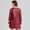 Cappotto da donna in pelle moda finto vino rosso spesso caldo capispalla invernale in pelliccia con bavero cappotto giacca a vento in PU peluche monopetto