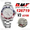 GMF GMT II Pepsi A3186 Automatic Mens Watch V3 40mm 126719 Red Blue Ceramic Bezel Meteorite Dial 904L OysterSteel Bracelet Super E2649