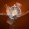 Wristwatches 42mm Red Star Brown BullHead Chronograph Men's Mechanical Watches ST1901 Movement 3D Bubble Mirror Super Luminous