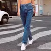 Women's Jeans Fashion Casual High Waist Solid Colors Washed Denim Pants Leisure Baggy Straight Leg Long Trousers Pantalones#g3