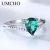 UMCHO – bagues en pierre précieuse émeraude verte pour femmes, bijoux en argent Sterling 925, romantique, classique, goutte d'eau, bague d'amour, Y0420246s