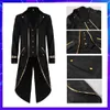 Cosplay Halloween Tuxedo Costume Men's Gothic Jacket Medieval Vintage Steampunk Tailcoat Gold Trim Long Coat Masquerade Party Cosplay