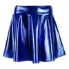 Toneelkleding Speerise Metallic Schaatserrok Mini Kunstleer Glanzend Spandex Groen Nachtclub Feest Ballroomdans Sexy Kostuums Wetlook