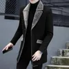 Men's Jackets Stylish Men Business Jacket Washable Warm Overcoat Plush Collar Turndown Buttons Windbreaker Keep 231020