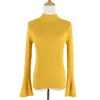 Frauen Pullover Pullover Pullover Frauen Winter Rollkragen Stricken Tops Weibliche Strickwaren Flare Hülse Pull Jersey Mujer Invierno Jumper Für