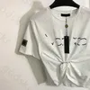 Casual Letter Print Sweatshirt Women Classic Designer Pin Crop Short Sleeves Shirt Loose Blouse