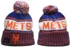 قبعات البيسبول القبعات للرجال Mets Beanie جميع الفرق الـ 32 متوكعة بوم بوم بوم بوب بينز مخططًا على صوف دافئ USA College Sport Hats Cap for Women