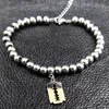 Charm Bracelets 2023 Fashion Blade Stainless Steel Bead Women Silver Color Strand Jewelry Pulceras Para Mujer B18065S05