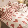 Bedding sets Ins Style Duvet Cover Set with Flat Sheet Pillowcases Cute Orange Cherry Crow Printed Single Double Queen Size Girls Kit 231020