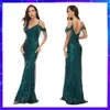 Vestido de noche con tirantes sexy para mujer, vestido de noche largo y profundo con escote en V, tul con abertura larga, vestido elegante para fiesta de boda, vestidos formales para graduación