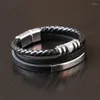 Bedelarmbanden Leren armband Heren Trend Meerlaags roestvrij staal Titanium magnetische sluiting