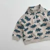Zestawy odzieży 7656 Zestaw odzieży dla dzieci 2023 Autumn New Korean Fashion Boy's Swetsshirt Lapel SwaterShirt+ Nogage Spodnie Dwajoceczny garnitur J231020