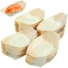 Servis uppsättningar 100 st sushi båt bambu trä engångsbehållare sashimi plattplattor bricka middag