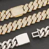 Ожерелье Moissanite Chain Designer Jewelry Cuban Link Chain для мужчин из нержавеющей стали, покрытого золотом, шириной 20 мм, 3 рядовые бриллианты