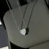 Luxury Pendant Necklace Top S925 Sterling Silver Shinning Heart Big Zircon Charm Short Chain Choker for Women Wedding Jewelry