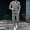 Fatos de treino masculinos vendendo terno casual manga comprida calças esportivas moda meio zíper pescoço simulado