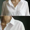 Camicette da donna Camicia bianca in puro cotone casual Top da donna Mujer Primavera Autunno Bottone Camicetta coreana Camicie da ufficio con collo bavero Chemise Femme