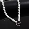 Catene alla moda classica imitazione perla collana da uomo fatta a mano larghezza 6 8 10mm chiusura a ginocchiera in rilievo per gioielli GiftChains151d