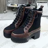 Designer Women Boots Martin Desert Boot High Heels Ankle Boots Vintage Print Leather Boot Classic Luxueuze laarsjes Fashion Outdoor schoenen met Box No480