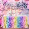 Table Skirt Tassel Double Layer Curly Willow Table Skirt Lace Taffeta Tutu Tulle Birthday Party Decor Baby Shower 231019