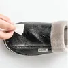 Тапочки мужские домашние зимние домашние тапочки теплая обувь плюшевые непромокаемые кожаные домашние тапочки на толстой подошве хлопковые туфли для пар на плоской подошве 231019