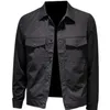 Herrpersonlighet svart jacka designer för män lapel tryckta jackor med knappfickor vindbrytare man toppar manliga rockar outwear
