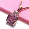 Chains 14K Rose Gold Romantic Pink Gemstone Necklace For Woman Exquisite Light Luxury Crystal Dinner Party 585 Purple Jewelry