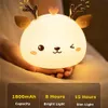 Lâmpadas Shades Deer LED Night Light Touch Sensor Controle Remoto Colorido Silicone USB Recarregável Quarto Lâmpada de Cabeceira para Crianças Presente de Bebê 231019