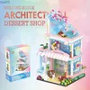 Blocs Mini ville rue vue café fleuriste Dessert maison blocs de construction Architecture musique barre briques jouets cadeau pour les enfants R231020