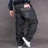Modne długie spodnie luźne swobodne i tłuste spodni deskorolki w rozmiarze plus hip-hop dżinsy męskie dżinsy183g
