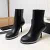 Stud-embellished Booties Calf Leather Crystal Chain Decoration Ankle Boots High Stiletto Heels Round Toe Zip Fashion Boot Women Designers