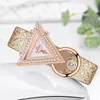 Montres-bracelets Mode Femmes Triangle Quartz Montre Bracelet En Acier Mouvement Analogique Vitrail Reloj De Mujer 2023