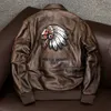 Herren Leder Faux Air Force Flight A2 Pilot Indische Kuh Motorrad Braune Jacke 100 Rindsleder Bomber Männliche Kleidung jgblui 231020