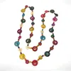Chaînes faites à la main collier de mode Vintage longues perles de bois colorées pendentifs colliers pour femmes bijoux accessoire