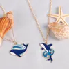 Pendentif Colliers Yungqi Trendy Émail Animal Baleine Collier Poisson Nautique Sautoirs Charme Bijoux Pour Femmes Fille Party Collier