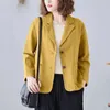 Women's Suits Women Blazer Jacket Cotton Linen Thin Short Loose Spring Summer Autumn Retro Vintage Fashion Casual Black White Beige Khaki