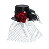 Party Hats Victorian Punk Mini Bowler Hat Flower Top Hat With Hair Clips Headwear Hårtillbehör för cocktailparty Dancing Ball Cosplay 231020