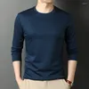 Men's T Shirts Autumn O-Neck Solid Color Long Sleeve T-shirt For Men Korean Style Cotton Loose Fashion Urban Simple Casual Cozy Youth