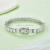 패션 힙합 GRA 인증 Moissanite Jewelry 925 Sterling Silver Tennis Link 4mm 공주 컷 Moissanite 팔찌