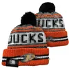 Berretti da Uomo Cappelli da Hockey su Palla Ducks Beanie Tutte le 32 Squadre Lavorato a Maglia con Risvolto Pom Berretti WASHINGTON a Righe Lana Laterale Caldo USA College Sport Cappelli in Maglia per Donna