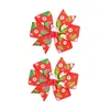 Haaraccessoires 2 stks/pak Kerstboog Clips Baby Meisje Print Haarspelden Boutique Voor Kinderen Feestcadeau