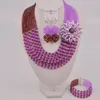 Ketting Oorbellen Set Fuchsia Roze En Witte Afrikaanse Bruid Sieraden Kristal