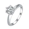 Klass 925 Sterling Silver 18K Gold Plated Wedding Engagement Justerbar VVS Moissanite Diamond Finger Ring for Women 2 CT 5Carat