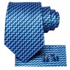 Cravatte Hi Tie Azzurro a righe Novità Cravatta da sposa in seta per uomo Gemelli Handky Nicktie Set Fashion Design Business Party Dropship 231019